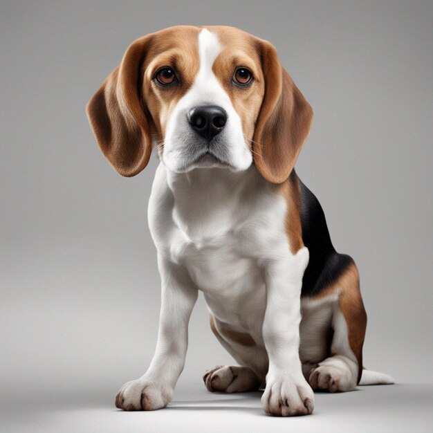 Foto een schattige brakhond met schone grijze achtergrond