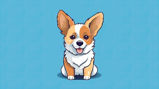 Een schattige corgi-hond op een blauwe achtergrond