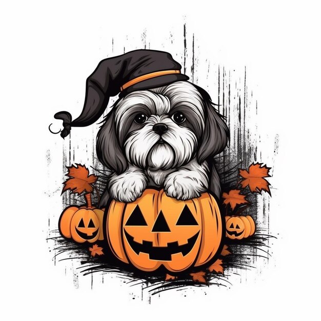 Foto een schattige halloween puppy clip art sticker illustratie