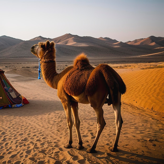 Een schattige kameel in de Geestenstad in Xinjiang China