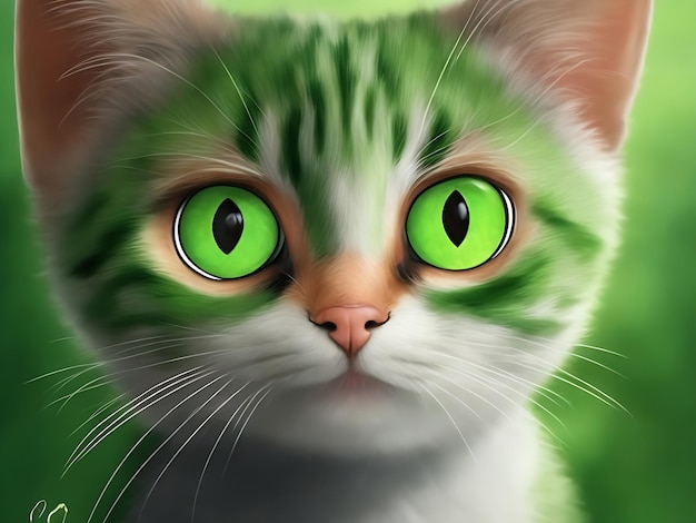 Een schattige kat met groene ogenillustratie