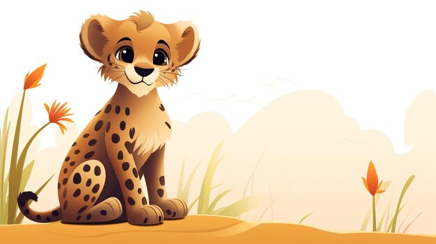 Foto een schattige kleine cheetah in vectorstijl
