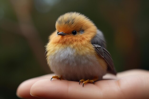 Foto een schattige kleine chibi, een schattige en pluizige vogel.