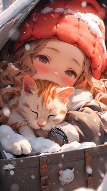 een schattige kleine kat in de sneeuw