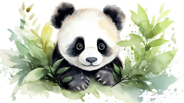 een schattige kleine Panda in aquarelstijl