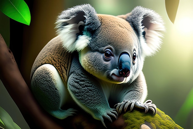 Een schattige koala in natuurlijke habitat Digitaal kunstwerk