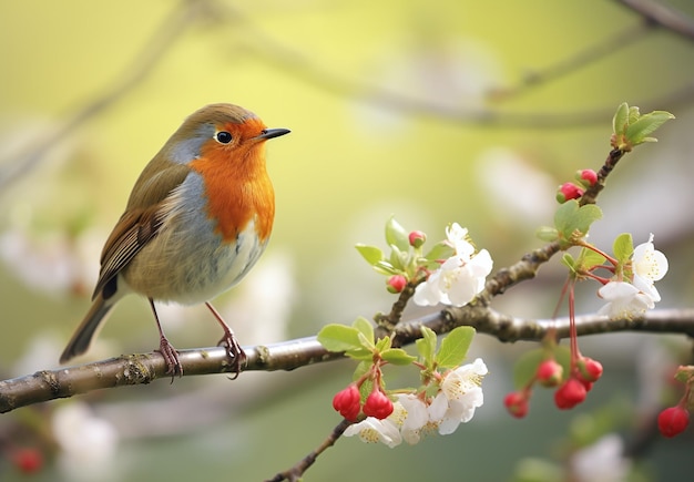 Een schattige robin op een tak.