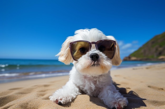 Een schattige zonnige stranddag van Dog39s