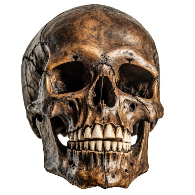 Een schedel met een grote glimlach erop