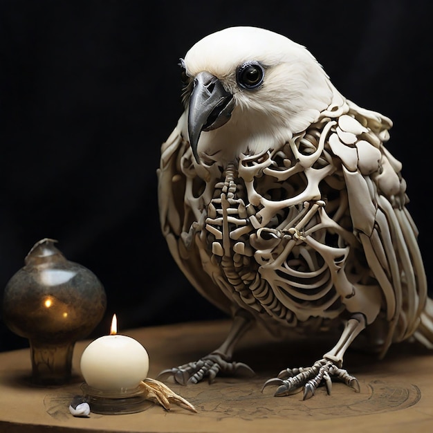 Een schedel van een vogel gemaakt door AI