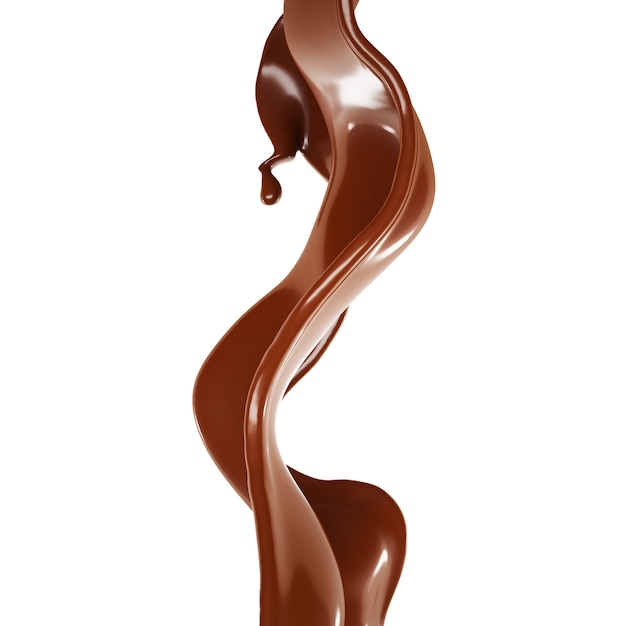 Een scheutje chocolade. 3D-afbeelding, 3D-rendering.