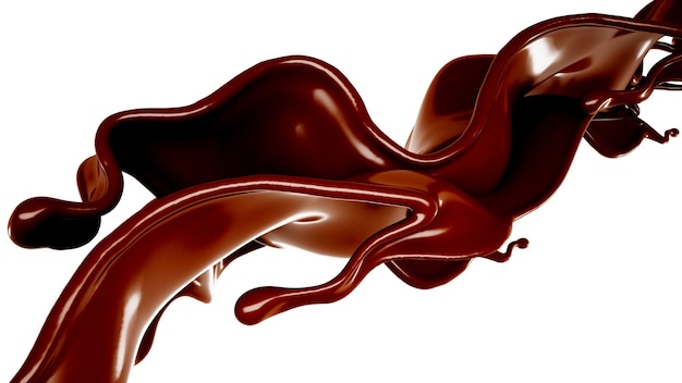 Een scheutje chocolade. 3D illustratie, 3D-rendering.