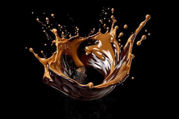 Een scheutje chocolade met het woord koffie erop