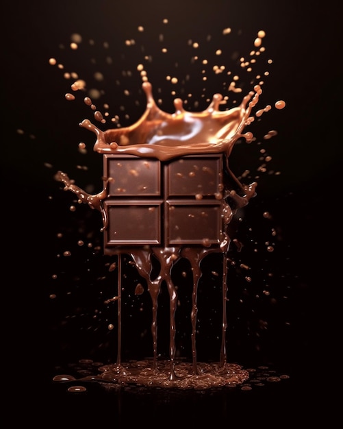 Een scheutje chocolade wordt in een chocoladereep gegoten.