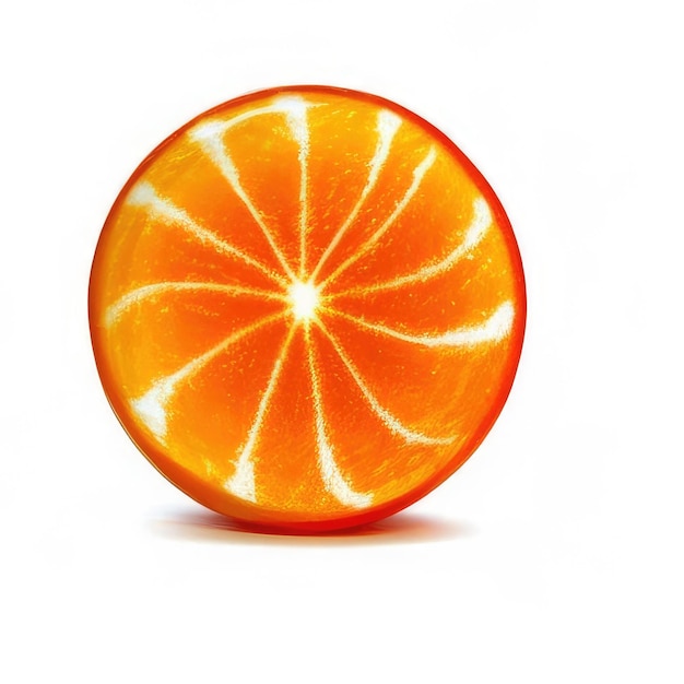 Een schijfje sinaasappel dat oranje is en waarvan de bovenste helft ontbreekt.