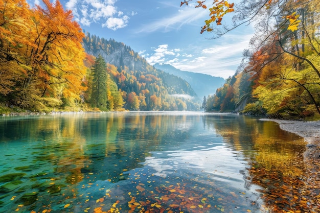 Een schilderachtig landschap met levendige herfstkleuren