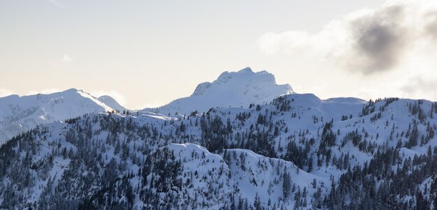 Een schilderachtig uitzicht op besneeuwde bergen tegen de lucht