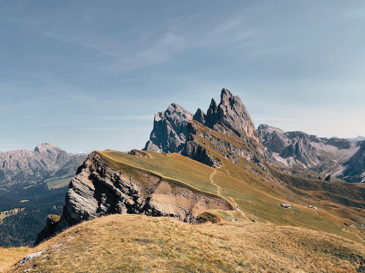 Foto een schilderachtig uitzicht op de bergketen tegen de lucht