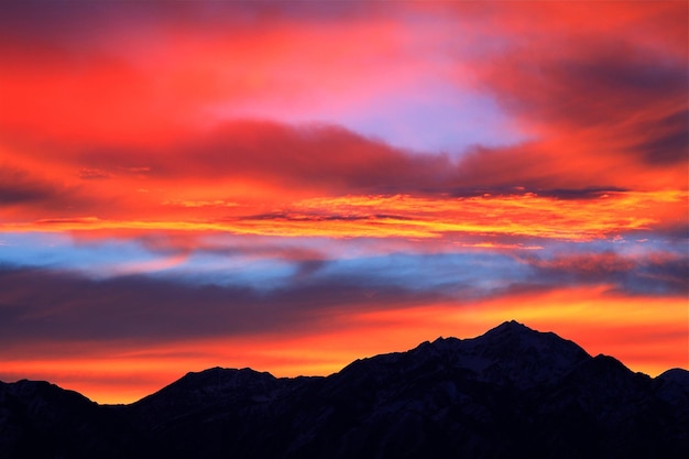 Een schilderachtig uitzicht op de dramatische hemel bij zonsondergang