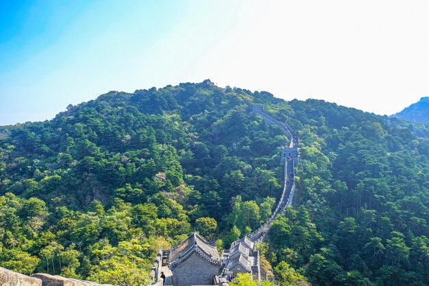 Foto een schilderachtig uitzicht op de mutianyu grote muur in beijing