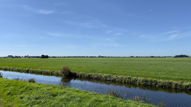 Foto een schilderachtig uitzicht op een landbouwveld tegen de lucht