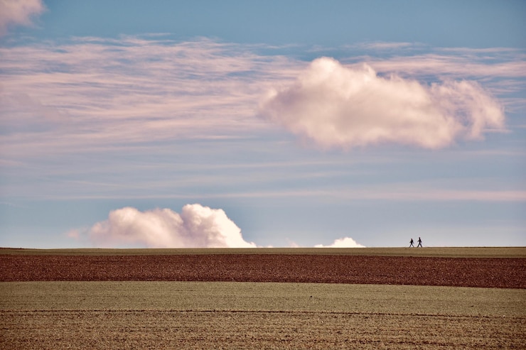 Foto een schilderachtig uitzicht op een landbouwveld tegen de lucht