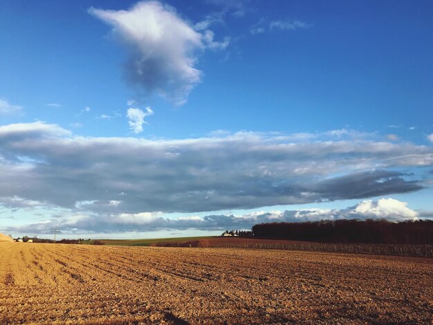 Foto een schilderachtig uitzicht op een landbouwveld tegen de lucht