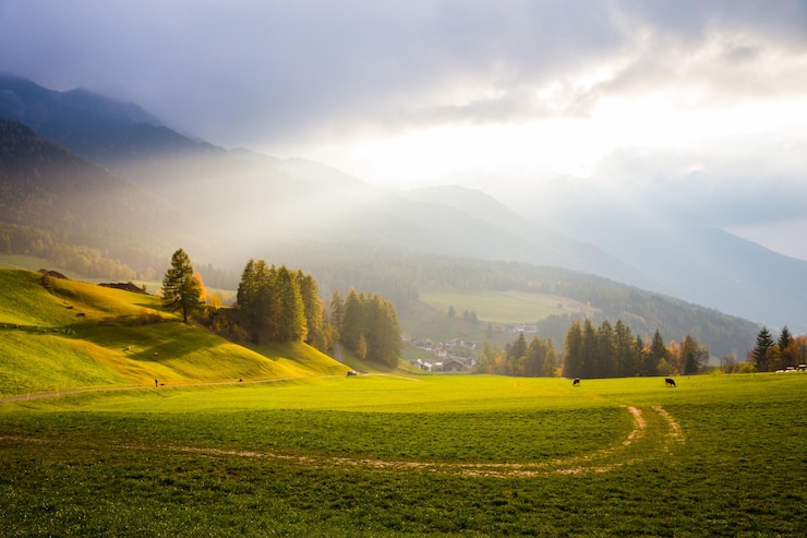 Foto een schilderachtig uitzicht op het landschap tegen de lucht