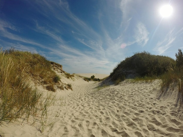 Een schilderachtig uitzicht op het landschap tegen een bewolkte hemel