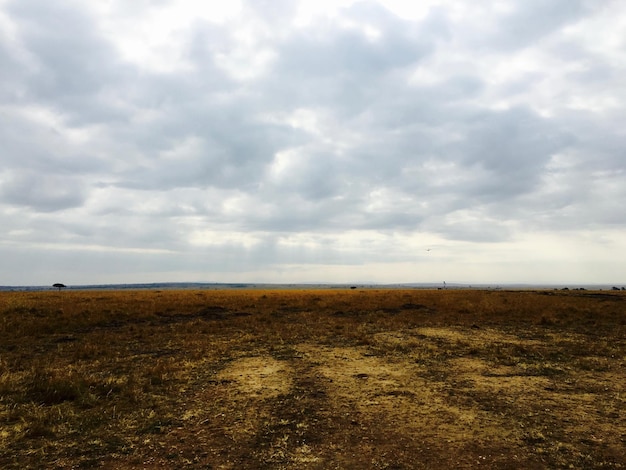 Een schilderachtig uitzicht op het landschap tegen een bewolkte hemel