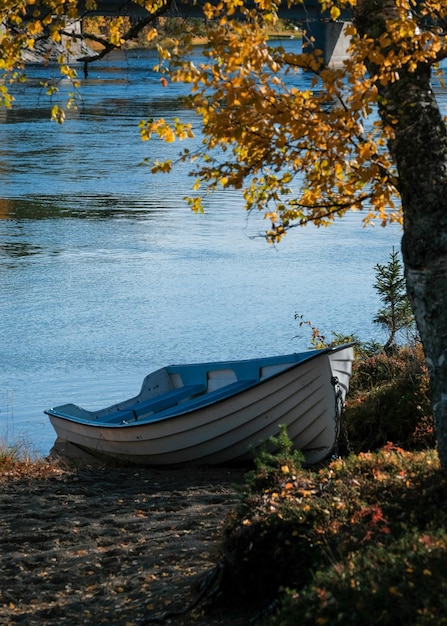 Foto een schilderachtig uitzicht op het meer in de herfst