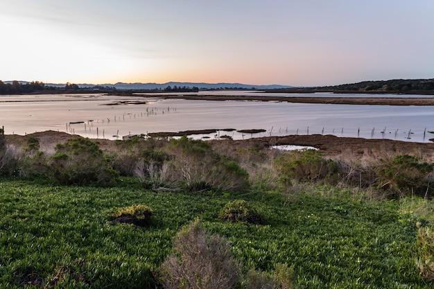 Een schilderachtig uitzicht op het overstroomde landschap