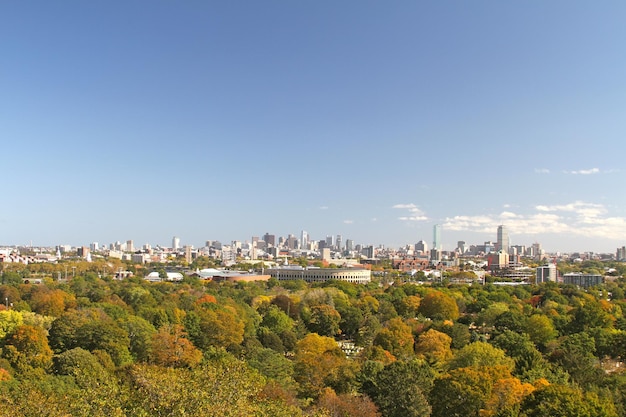 Een schilderachtig uitzicht op het stadsbeeld tegen de lucht