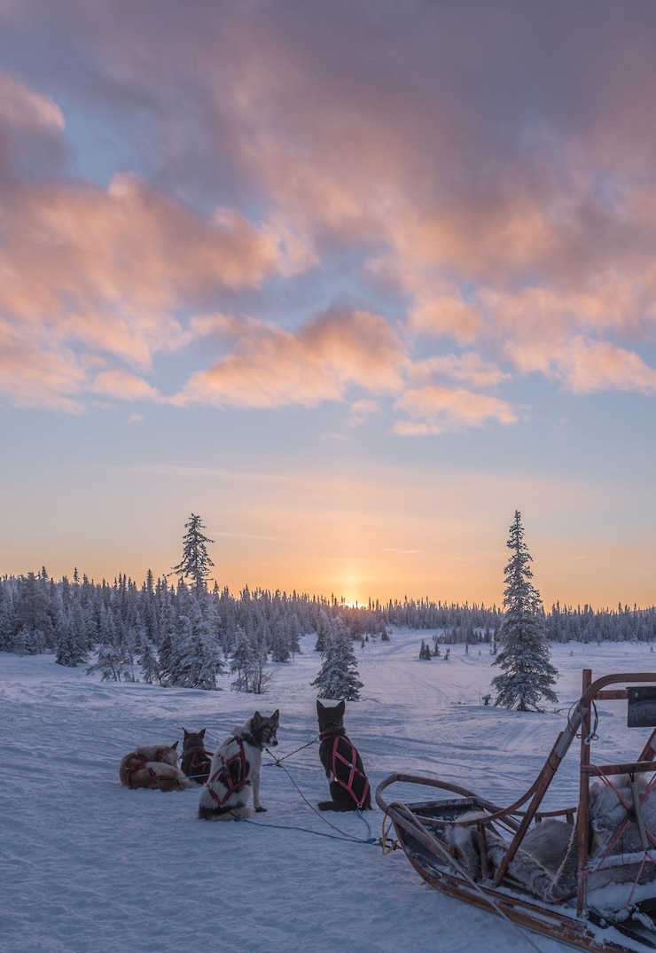 Foto een schilderachtig uitzicht op sneeuw tegen de hemel bij zonsondergang