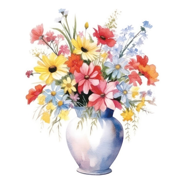 een schilderij van bloemen in een vaas die zegt lente