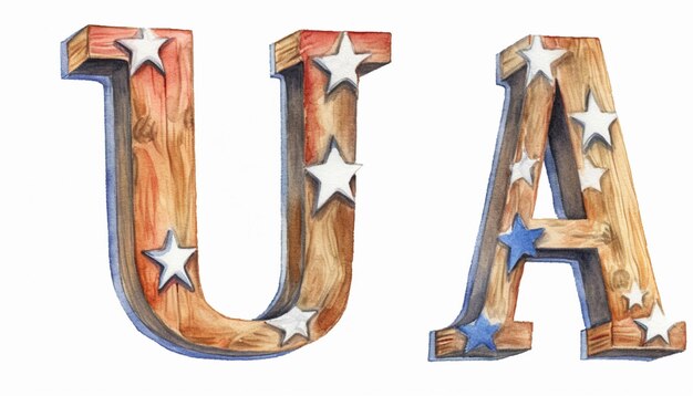 Foto een schilderij van de letters usa zijn geschilderd met een aquarelpenseel generatieve ai