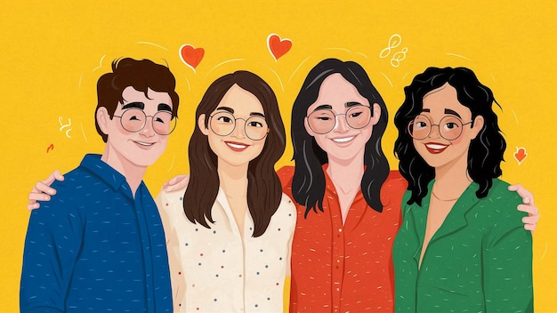 een schilderij van drie mensen met de woorden liefde erop