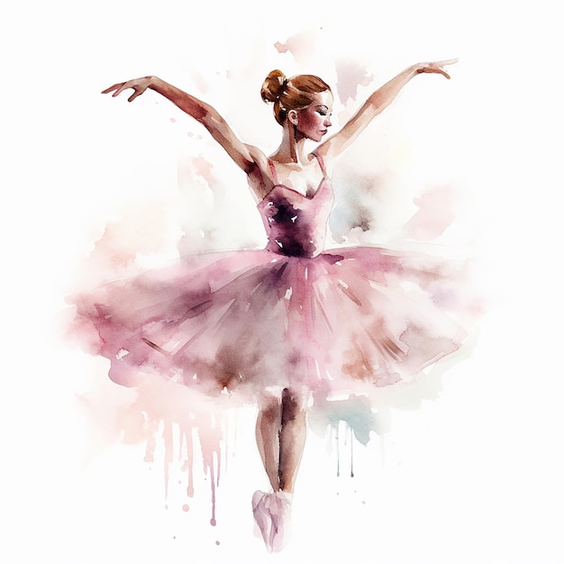 een schilderij van een balletdanseres met een roze jurk erop