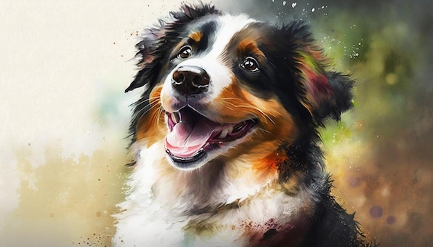 Een schilderij van een Berner Sennenhond