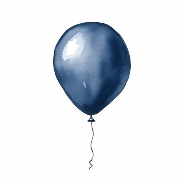 Een schilderij van een blauwe ballon met een touwtje eraan generatieve ai