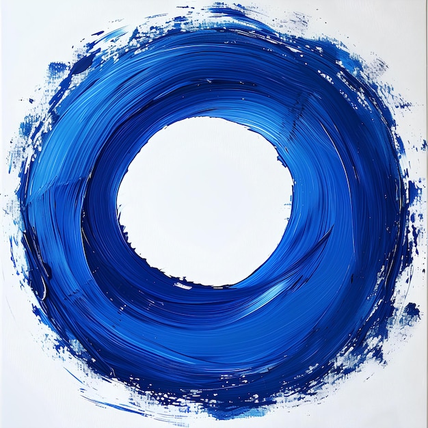 Een schilderij van een blauwe cirkel