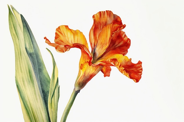 Een schilderij van een bloem met de naam iris erop