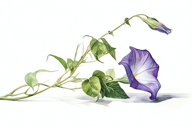 Een schilderij van een bloem met paarse bloemen erop