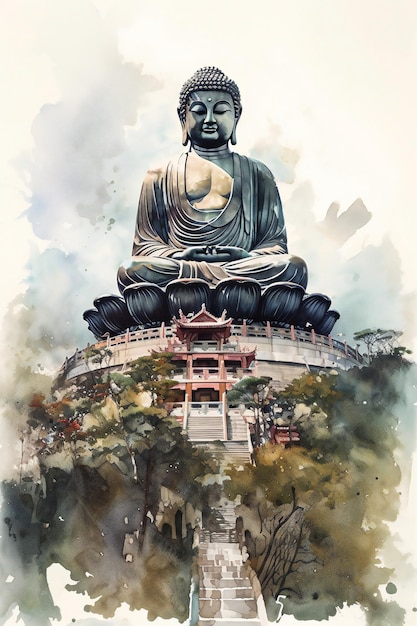Een schilderij van een boeddhabeeld in china