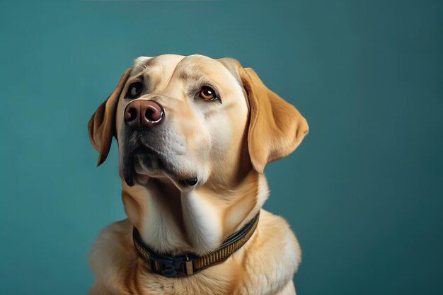 Een schilderij van een gele labrador retriever