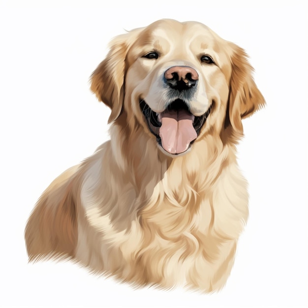 Een schilderij van een golden retrieverhond