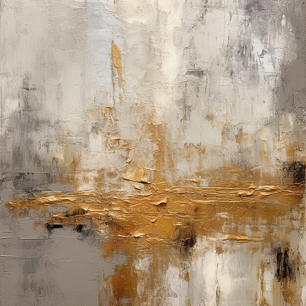 een schilderij van een goud en bruin abstract schilderij.