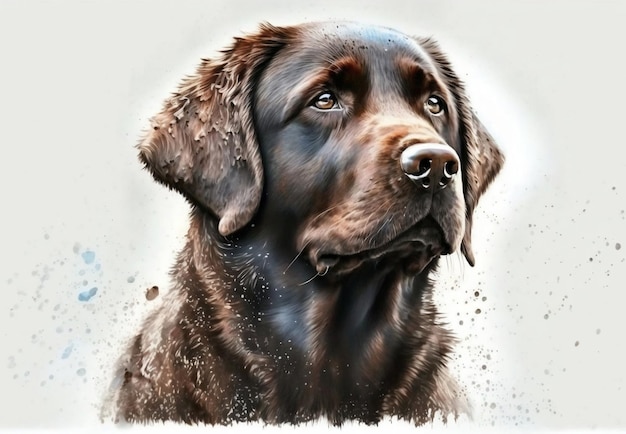 Een schilderij van een hond met het woord labrador erop