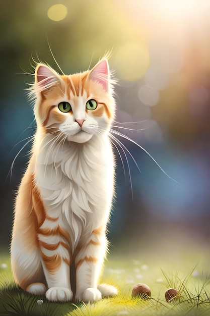 Een schilderij van een kat met groene ogen.