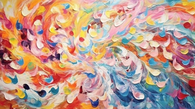 Een schilderij van een kleurrijke abstracte achtergrond met het woord liefde erop.